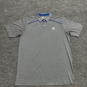 Florida Gators Mens Polo Shirt Size L Large Gray Striped Short Sleeve